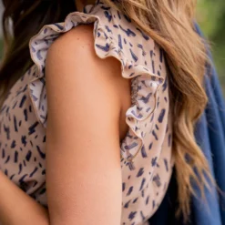 Brush Stroke Cinched Neck Midi Dress -Women's Clothing Store untitled 8046