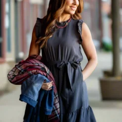 Flawless Ruffle Trim Tie Dress 31 Flawless Ruffle Trim Tie Dress -Women's Clothing Store untitled 8051