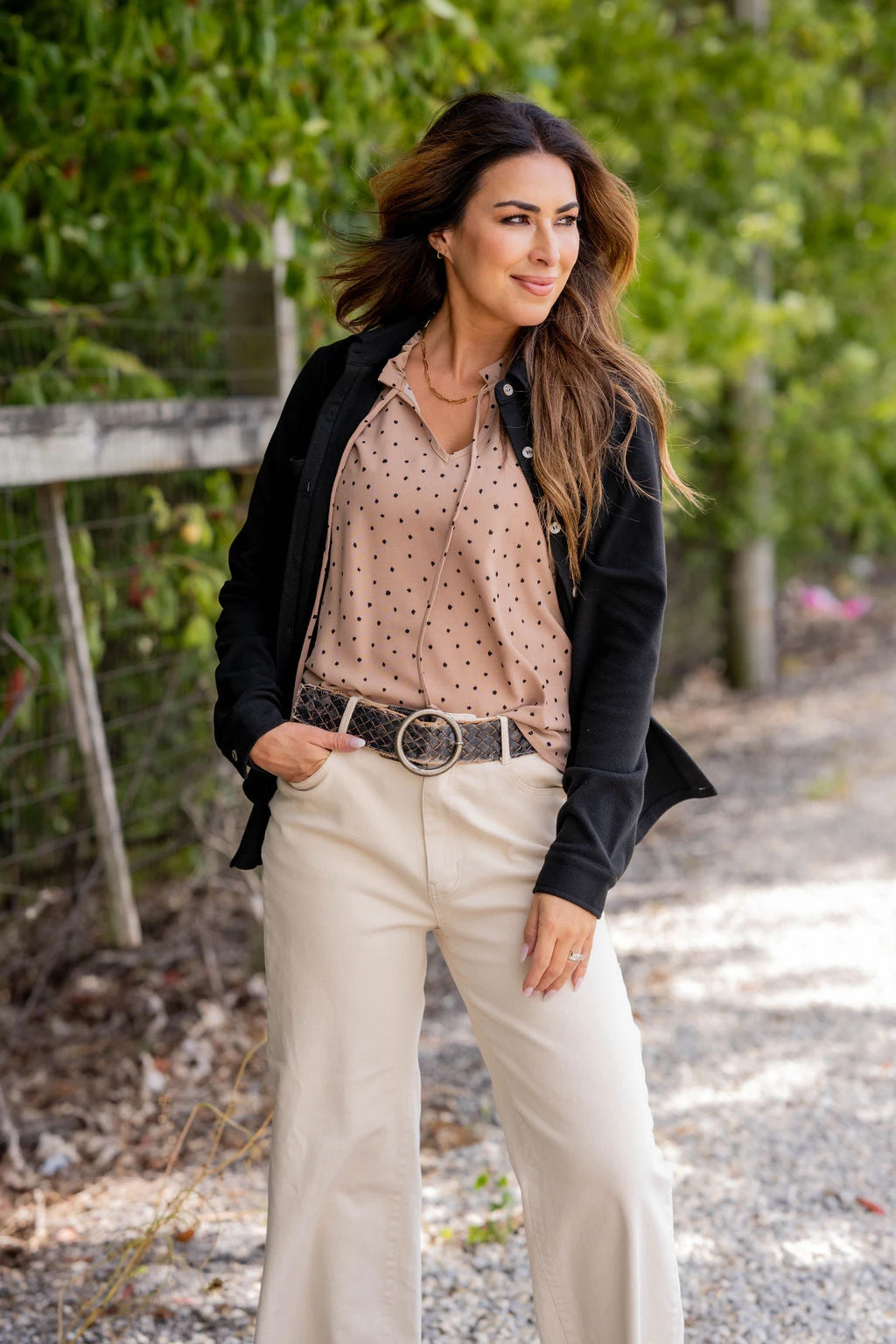 Polka Dottie Dual Flutter Tie Blouse 3 Polka Dottie Dual Flutter Tie Blouse - Image 3