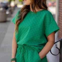 Subtle Checkered Relaxed Sleeve Tee 25 Subtle Checkered Relaxed Sleeve Tee -Women's Clothing Store untitled 8123