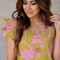 Floral Ruched Ruffle Trim Blouse -Women's Clothing Store untitled 8139 d223b39a 5541 4ad8 8472 61fa5f10fe3e