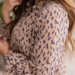 Brush Stroke Cinched Trim Tie Blouse -Women's Clothing Store untitled 8176 9bc592cd 4711 49dd b806 ad969c5f671f