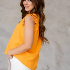 Wavy Ruched Strap Button Tank -Women's Clothing Store untitled 8228