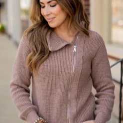 Knit Side Zip Sweatshirt
