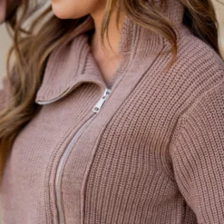 Knit Side Zip Sweatshirt -Women's Clothing Store untitled 8245