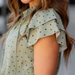 Polka Dottie Dual Flutter Tie Blouse 29 Polka Dottie Dual Flutter Tie Blouse -Women's Clothing Store untitled 8256