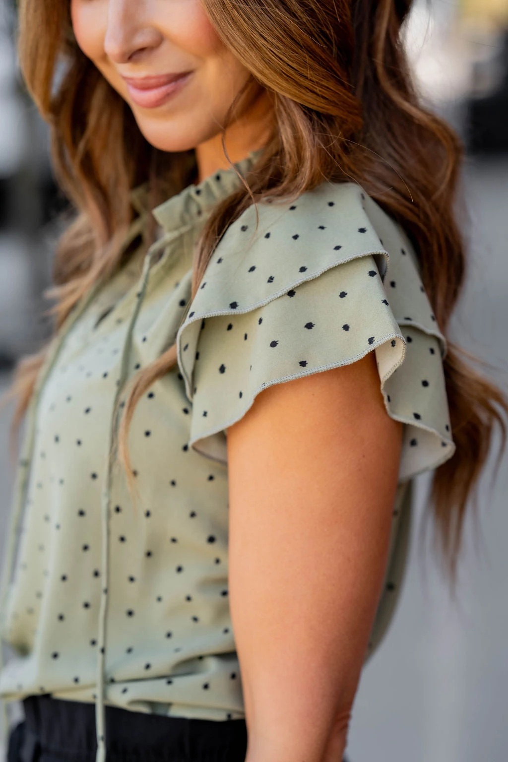 Polka Dottie Dual Flutter Tie Blouse 15 Polka Dottie Dual Flutter Tie Blouse - Image 15