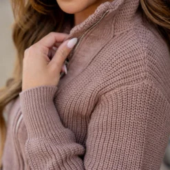 Knit Side Zip Sweatshirt -Women's Clothing Store untitled 8259