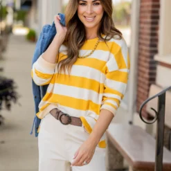 Striped V Stitched Sweatshirt