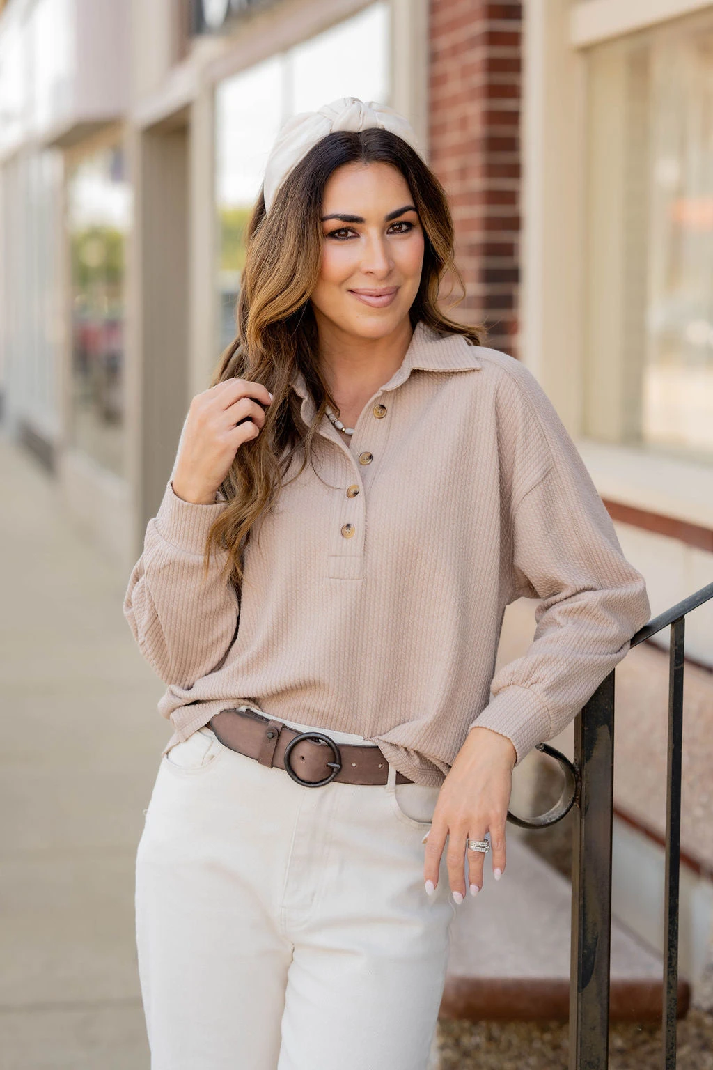 Braided Button Accented Pullover 1 Braided Button Accented Pullover