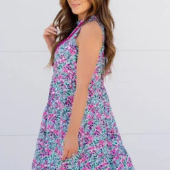 Wildflowers Cinched Tie Neck Tank Dress -Women's Clothing Store untitled 8494