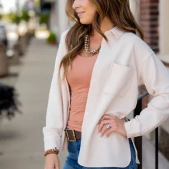 Lightweight Side Slit Button Up Blouse