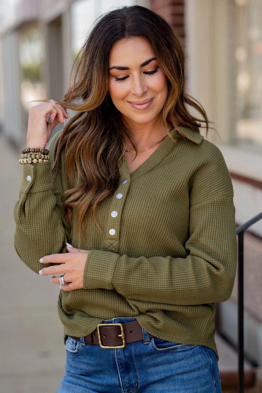 Thermal Collar Accented Button Pullover 1 Thermal Collar Accented Button Pullover