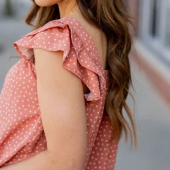 Specked Dual Flutter Trim Blouse -Women's Clothing Store untitled 8597