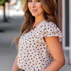 Splotched Double Flutter Blouse -Women's Clothing Store untitled 8601