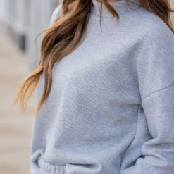 Subtle Ribbed Mock Neck Sweatshirt -Women's Clothing Store untitled 8604