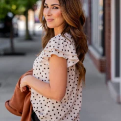 Splotched Double Flutter Blouse -Women's Clothing Store untitled 8608