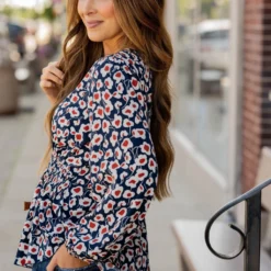 Floral Fun Cinched V Blouse 31 Floral Fun Cinched V Blouse -Women's Clothing Store untitled 8674 248303