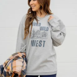 Wild Wild West Graphic Crewneck 9 Wild Wild West Graphic Crewneck -Women's Clothing Store untitled 8683