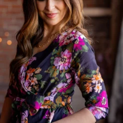 Painted Blooms Tie Waist Dress -Women's Clothing Store untitled 8712