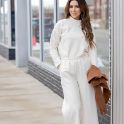 Subtle Ribbed Mock Neck Sweatshirt -Women's Clothing Store untitled 8713