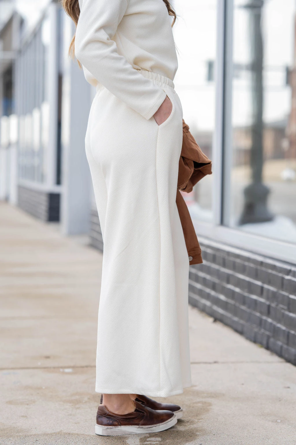 Subtle Ribbed Relaxed Bottom Pants 17 Subtle Ribbed Relaxed Bottom Pants - Image 17