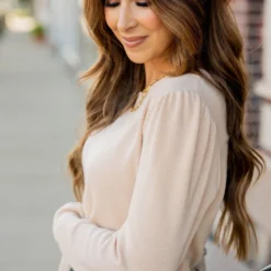 Ribbed Gathered Shoulder Tee -Women's Clothing Store untitled 8793 86ec998a 9e7c 4da5 9e9a 7a0ca0492abe 803370