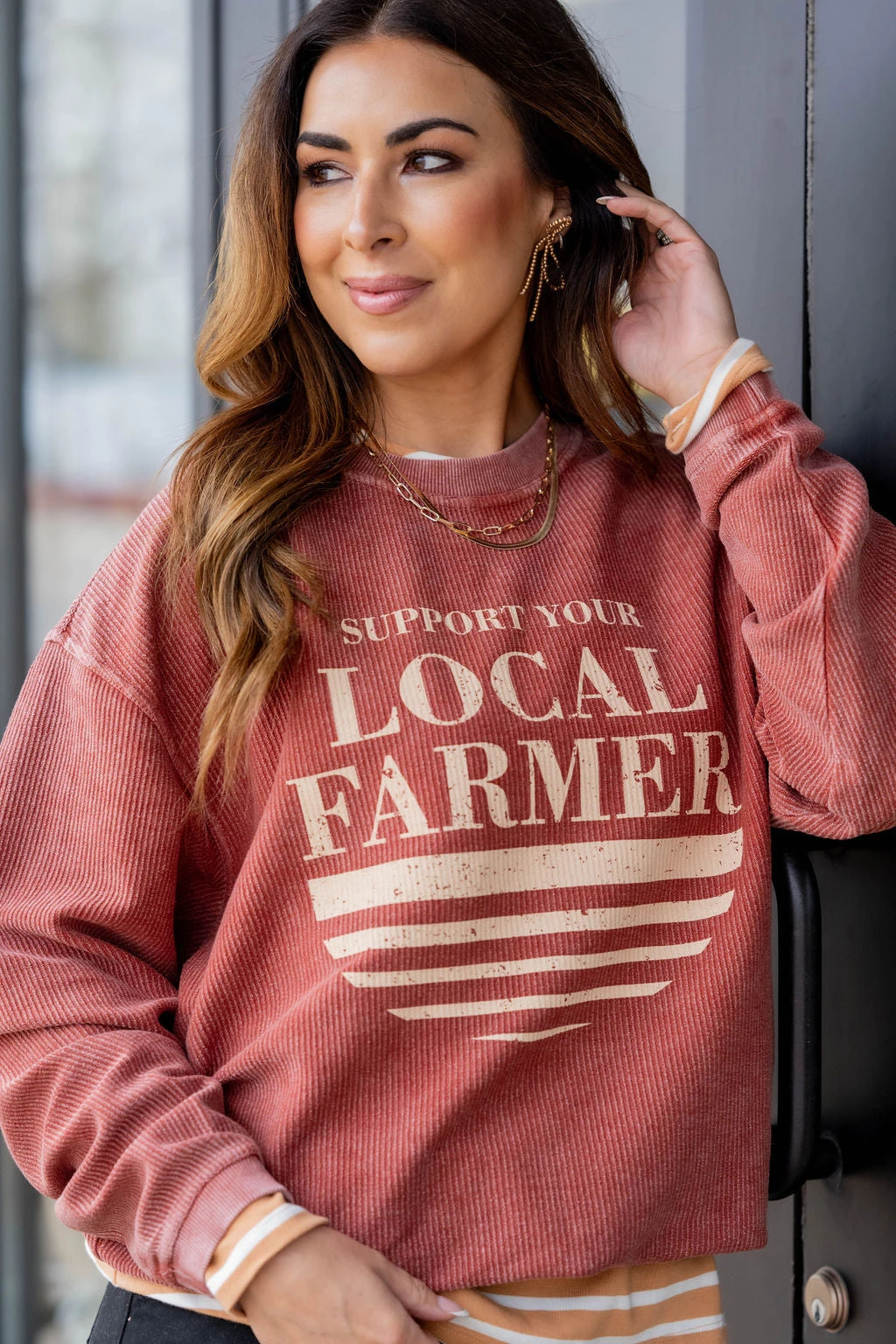 Support Your Local Farmer Ribbed Graphic Crewneck 2 Support Your Local Farmer Ribbed Graphic Crewneck - Image 2