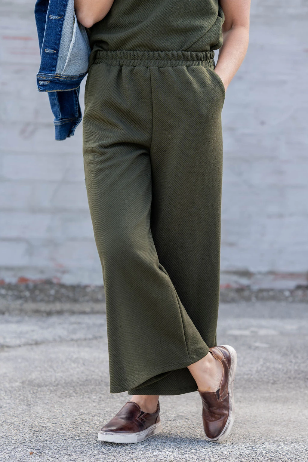 Subtle Ribbed Relaxed Bottom Pants 2 Subtle Ribbed Relaxed Bottom Pants - Image 2