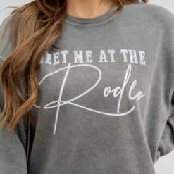 Meet Me At The Rodeo Waffled Graphic Crewneck -Women's Clothing Store untitled 8811 77d4f43f 4afe 424e 95c2 3ccc1c7803ed