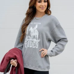 All American Rodeo Waffled Graphic Crewneck 14 All American Rodeo Waffled Graphic Crewneck -Women's Clothing Store untitled 8838