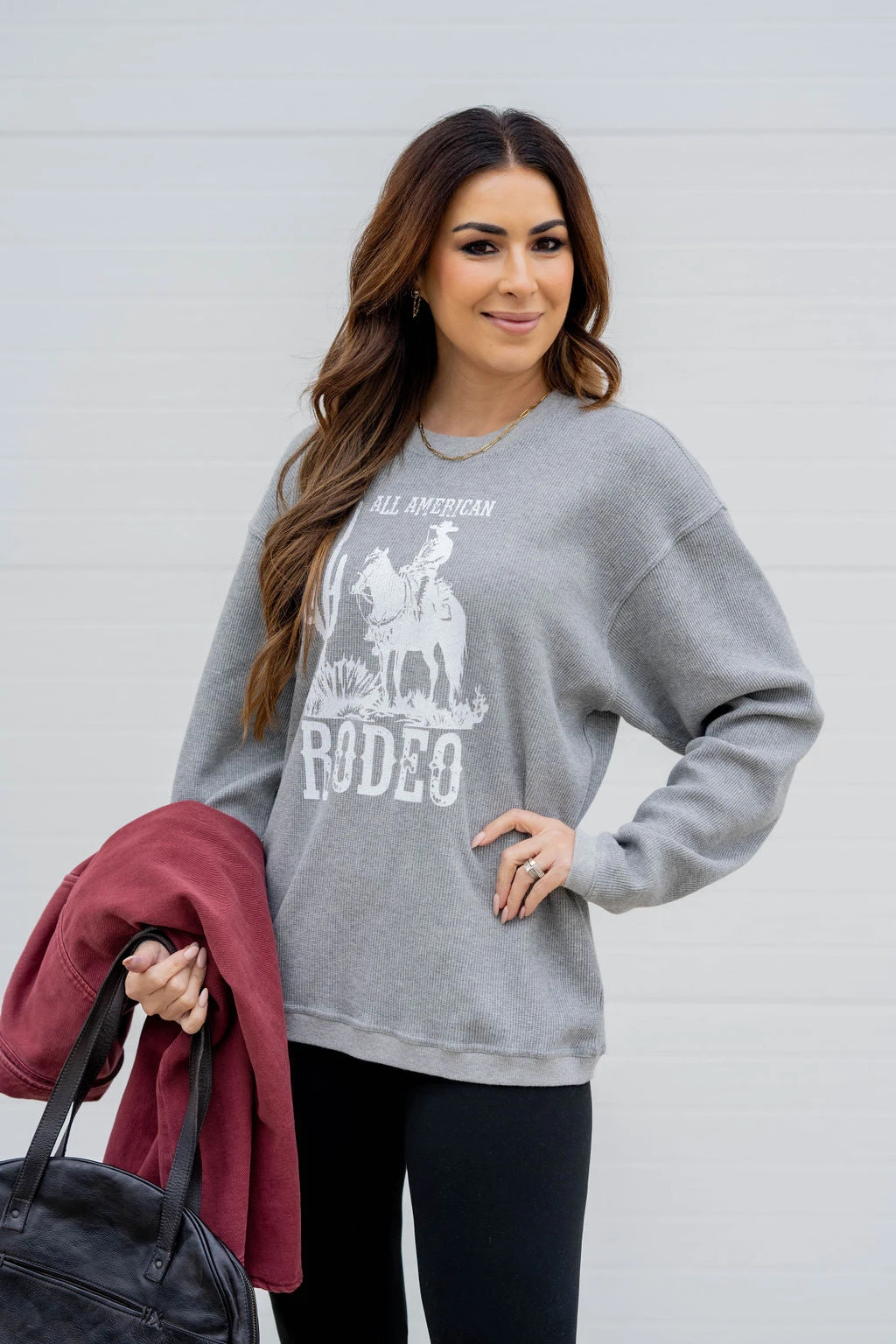 All American Rodeo Waffled Graphic Crewneck 3 All American Rodeo Waffled Graphic Crewneck - Image 3