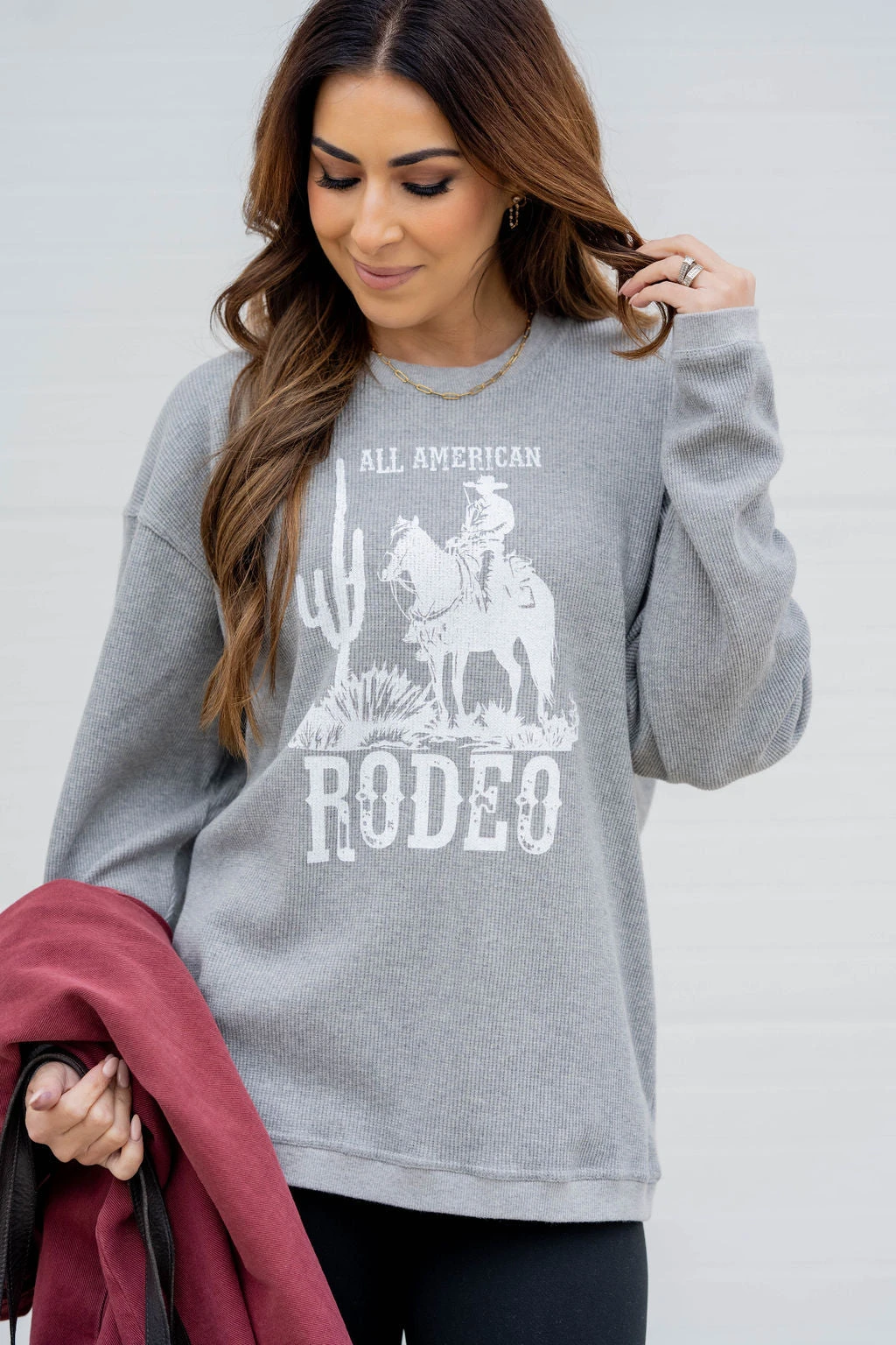 All American Rodeo Waffled Graphic Crewneck 2 All American Rodeo Waffled Graphic Crewneck - Image 2