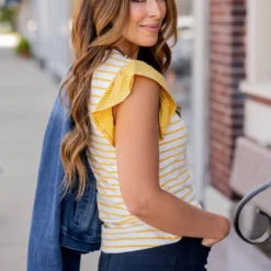 Contrasting Stripes Ruffle Trim Tank -Women's Clothing Store untitled 8872 23a15dff fc2c 4c5e b890 9ab61343b415