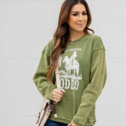 All American Rodeo Waffled Graphic Crewneck 19 All American Rodeo Waffled Graphic Crewneck -Women's Clothing Store untitled 8903