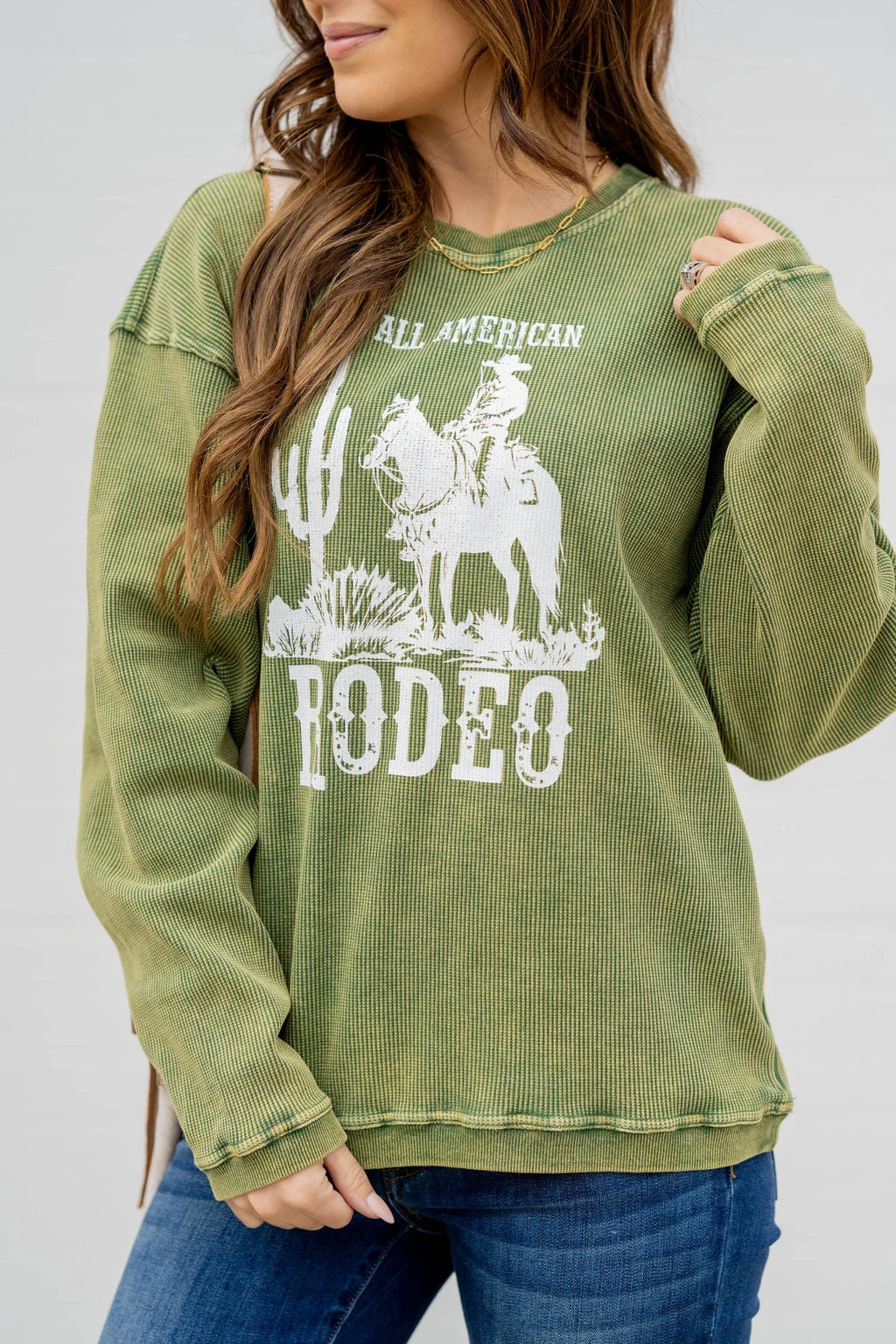 All American Rodeo Waffled Graphic Crewneck 9 All American Rodeo Waffled Graphic Crewneck - Image 9