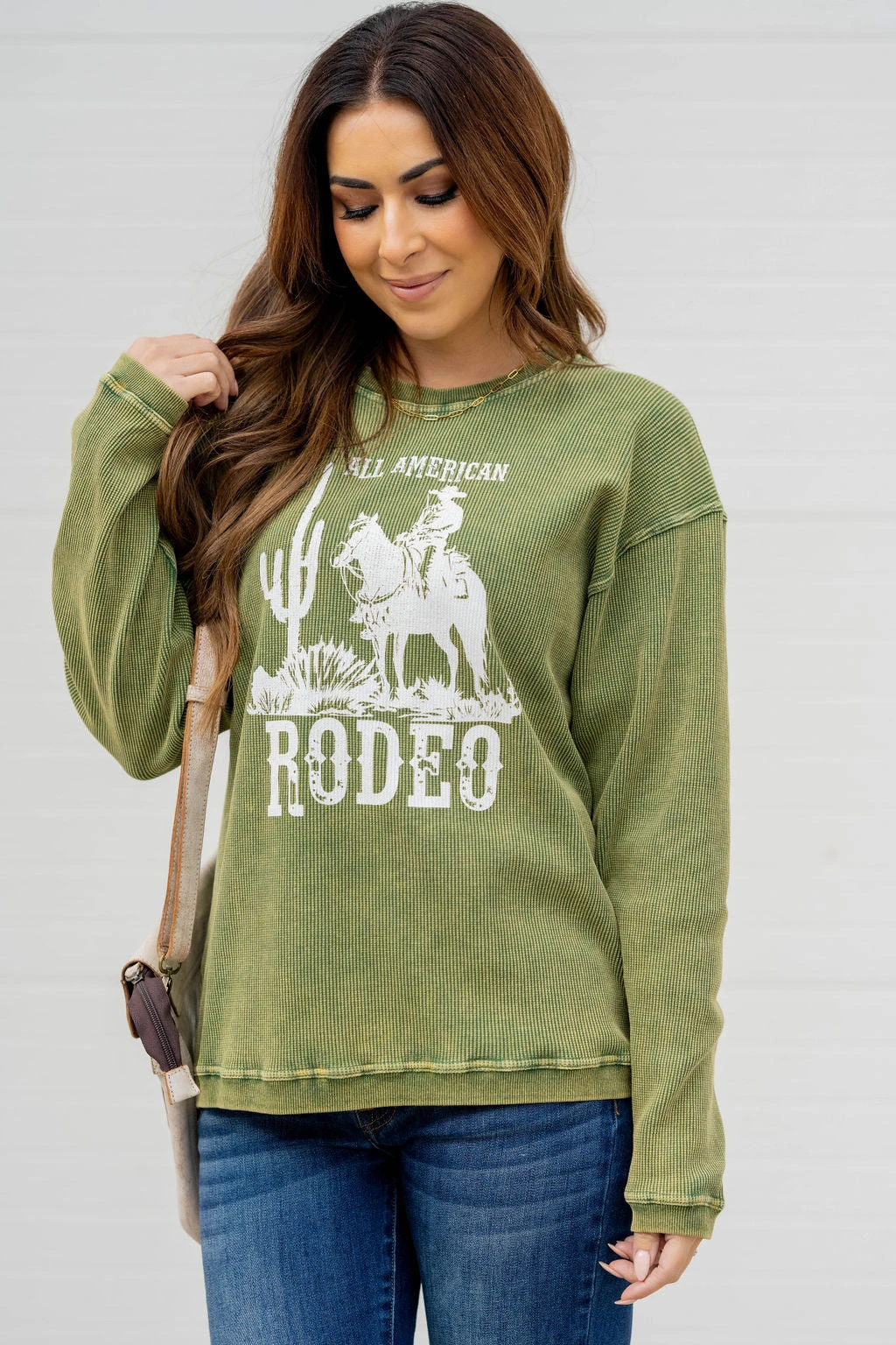 All American Rodeo Waffled Graphic Crewneck 1 All American Rodeo Waffled Graphic Crewneck