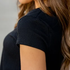 Heavily Ribbed Short Sleeve Tee -Women's Clothing Store untitled 8957 199349