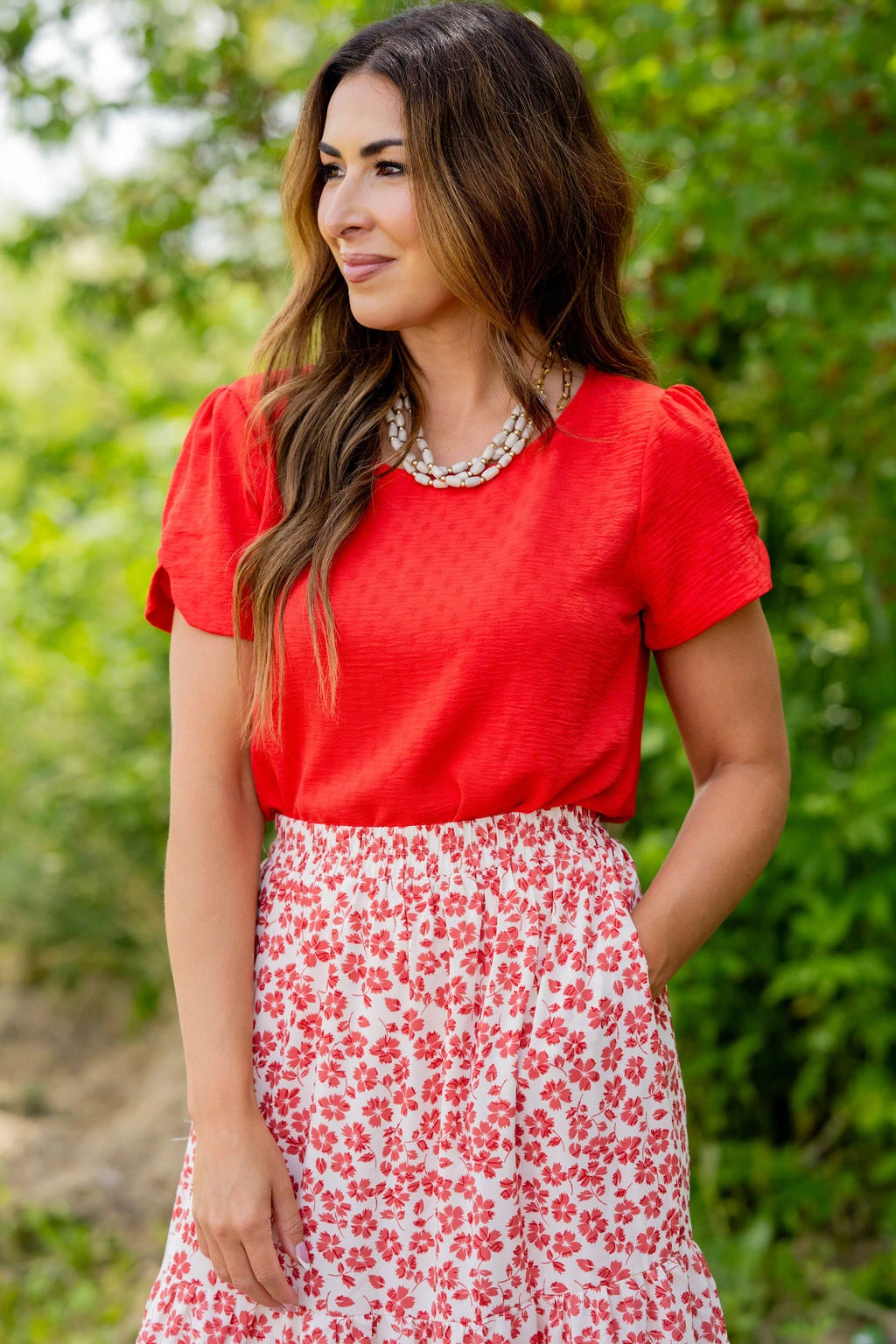 Stitched Dots Two Scallop Sleeve Tee 2 Stitched Dots Two Scallop Sleeve Tee - Image 2