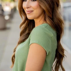 Heavily Ribbed Short Sleeve Tee -Women's Clothing Store untitled 9001 392636