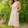 Classy Ruffle Accented Midi Dress