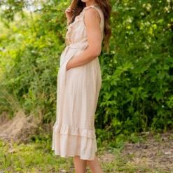 Classy Ruffle Accented Midi Dress -Women's Clothing Store untitled 9017