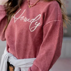 Howdy Ribbed Graphic Crewneck 6 Howdy Ribbed Graphic Crewneck -Women's Clothing Store untitled 9053