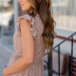 Polka Dottie Ruffle Trim Midi Dress -Women's Clothing Store untitled 9056