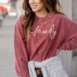 Howdy Ribbed Graphic Crewneck