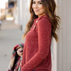 Dual Button Side Sweater -Women's Clothing Store untitled 9081