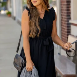 Ruffled Wrap Top Tie Waist Dress -Women's Clothing Store untitled 9097 663209