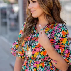 Vibrant Blooms Triple Ruffle Sleeve Dress 23 Vibrant Blooms Triple Ruffle Sleeve Dress -Women's Clothing Store untitled 9109