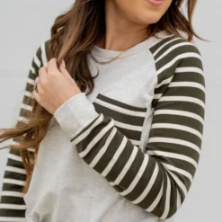 Stripe Accented Pocket Sweatshirt 9 Stripe Accented Pocket Sweatshirt -Women's Clothing Store untitled 9117
