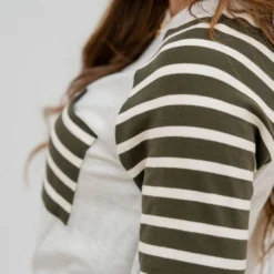 Stripe Accented Pocket Sweatshirt 10 Stripe Accented Pocket Sweatshirt -Women's Clothing Store untitled 9119